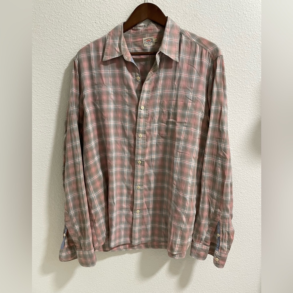 Faherty pink and Gray Plaid Button-Down Shirt
